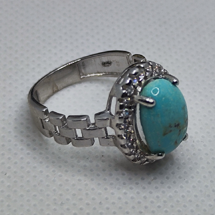 انگشتر نقره زنانه نقره جات بافندگان مدل فیروزه نیشابور کد 87