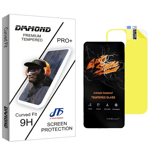 محافظ صفحه نمایش جی اف مدل Diamond Antistatic مناسب برای گوشی موبایل اپل iPhone 12 Pro  به همراه محافظ پشت گوشی