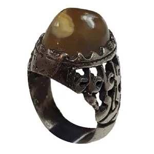 انگشتر نقره مردانه مدل عقیق سلیمانی حجرالمراد کهنه پرقدرت ASHKP2022