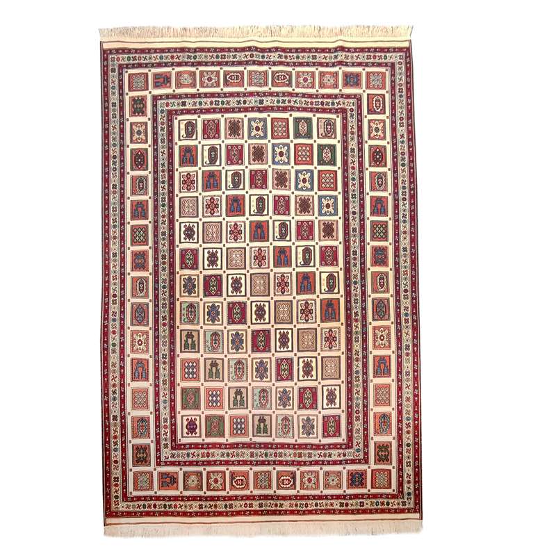 گلیم دستباف سه متری طرح خشتی مدل AA43