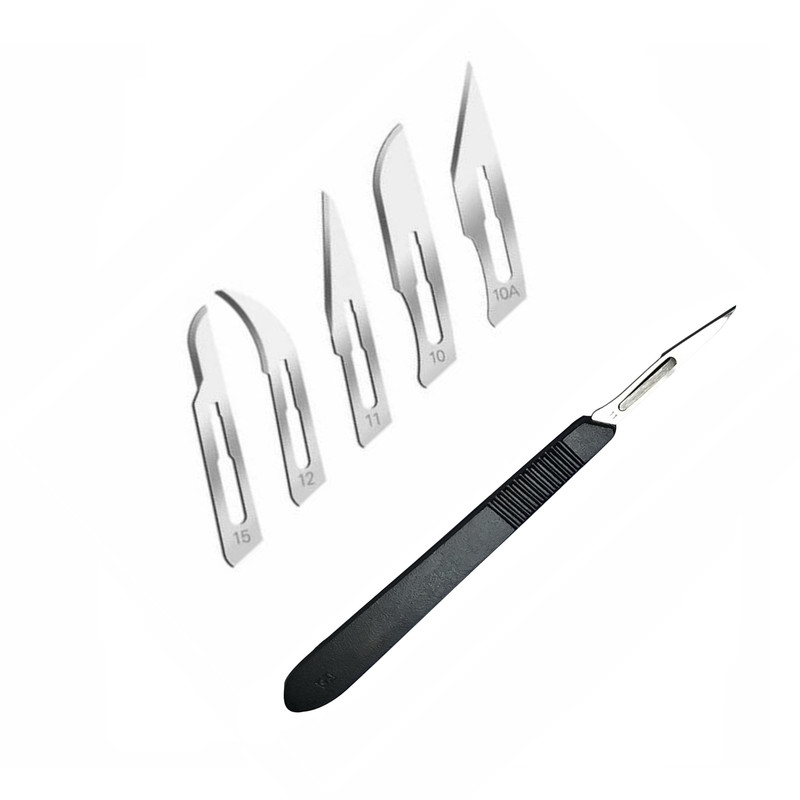 دسته تیغ جراحی مدل SKJPQW002369 شماره 3 به همراه تیغ استریل مدل SKJPQXC002369 مجموعه 6 عددی