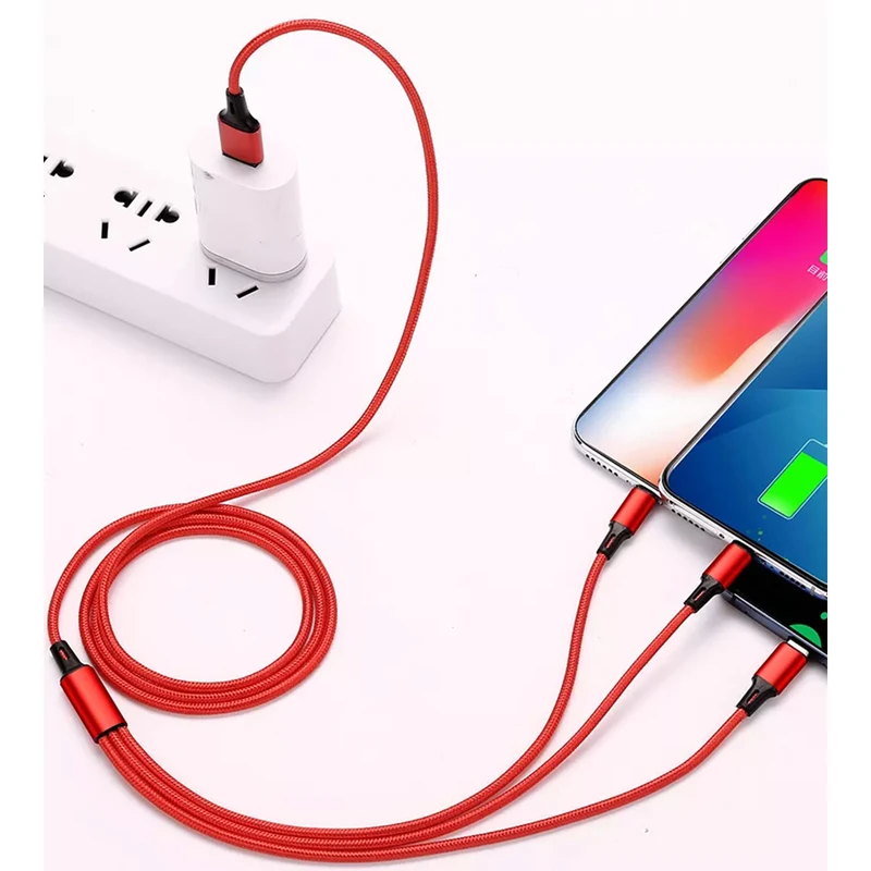 کابل تبدیل USB به لایتنینگ/microUSB/USB-C مدل 001 طول یک 1.1 متر عکس شماره 3