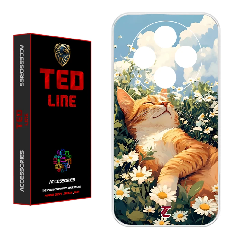 کاور تدلاین طرح گربه نارنجی کد 1140 مناسب برای گوشی موبایل شیائومی Redmi 14C / Poco C75