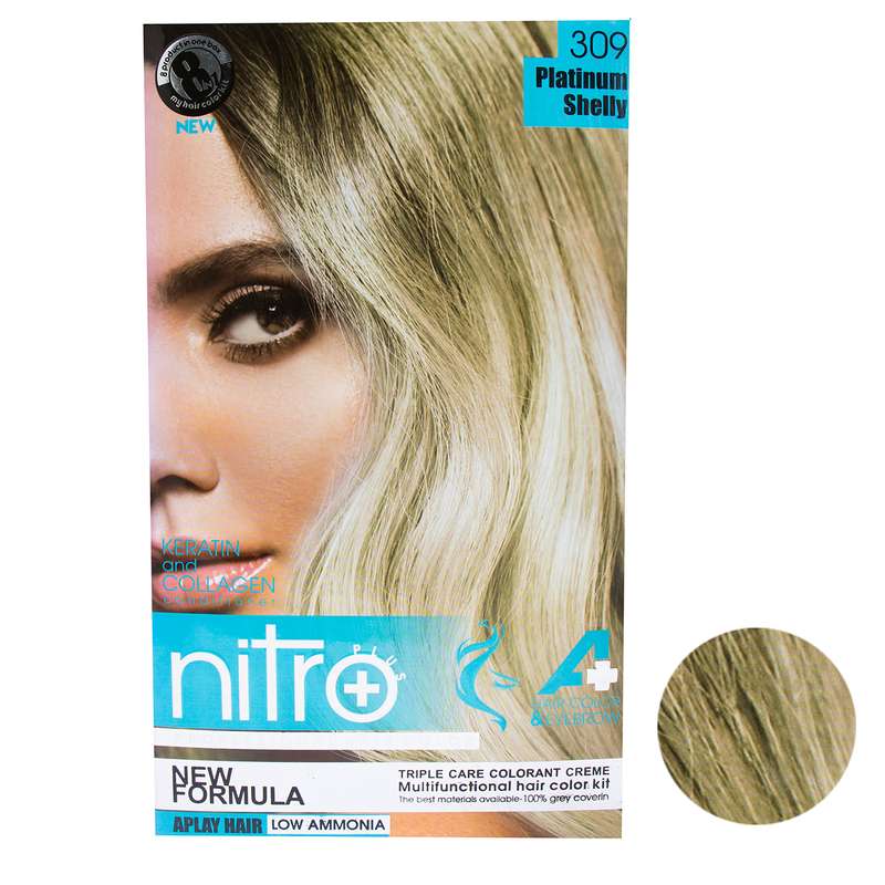 کیت رنگ مو و ابرو نیترو پلاس شماره 309 حجم 100 میلی لیتر رنگ صدفی پلاتینه