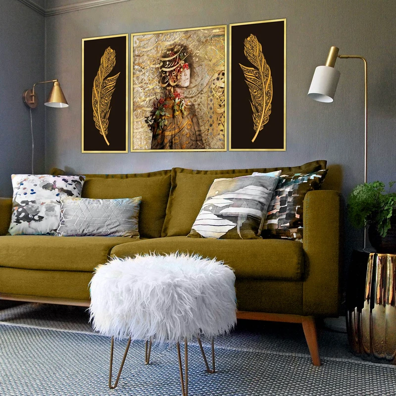 تابلو بکلیت طرح مدرن آرت مدل شاین اکلیلی T-2866 مجموعه 3 عددی