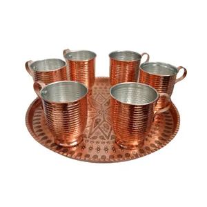 ست ۷ تکه سینی و لیوان مسی مدل G1