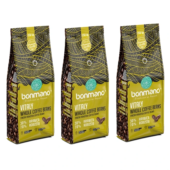 دانه قهوه اسپرسو ویتالی بن مانو - 750 گرم بسته 3 عددی