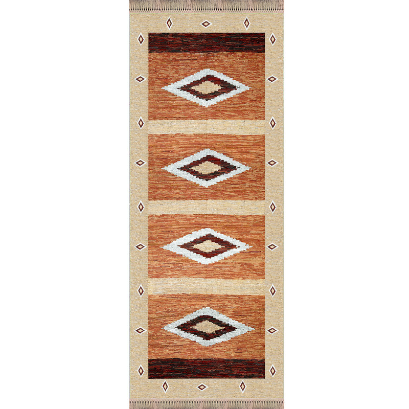 فرش پارچه ای مدل کناره ترمزدار طرح گلیم کد 11080