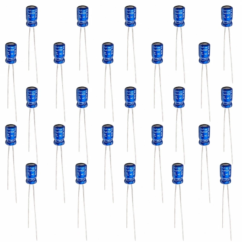 خازن الکترولیتی 33 میکرو فاراد 10 ولت النا مدل 33uF-10V بسته 25 عددی