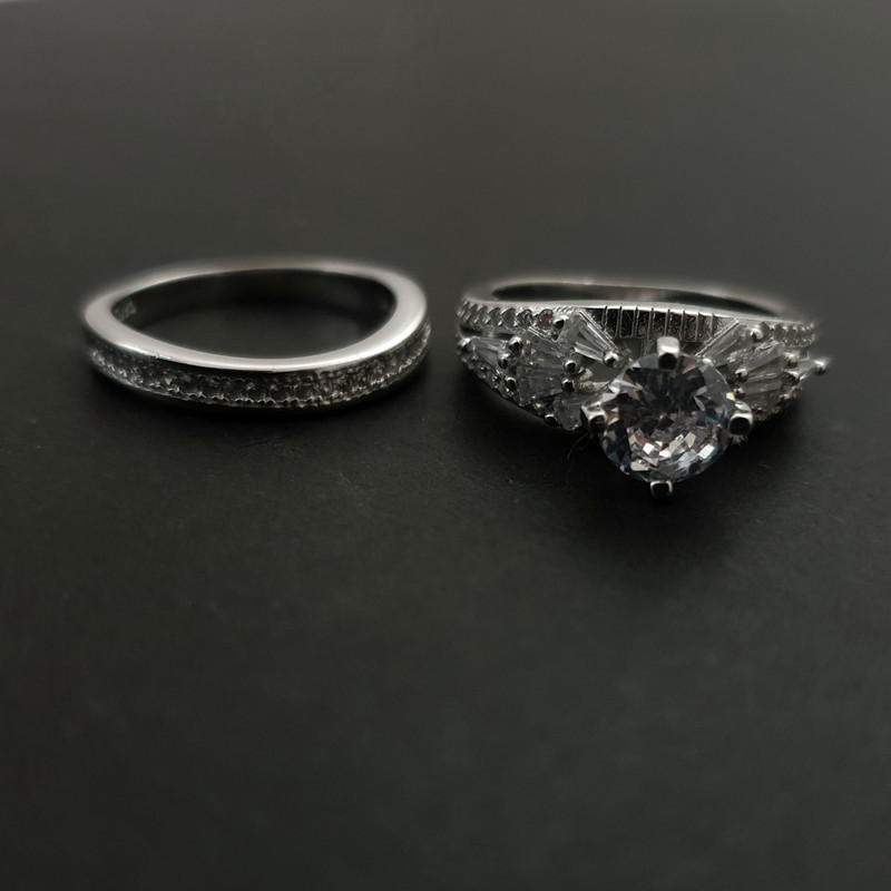 انگشتر نقره زنانه مدل N75 مجموعه دو عددی