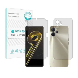Rockspace HyGEL model transparent screen protector suitable for Realme 9i 5G mobile phone along with the back of the phone