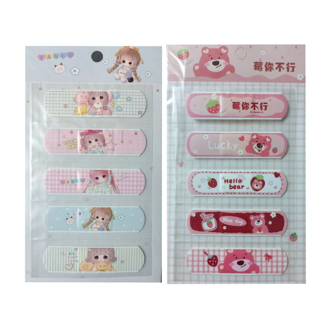 چسب زخم مدل  فانتزی طرح خرس توت فرنگی و دختر مجموعه 10 عددی
