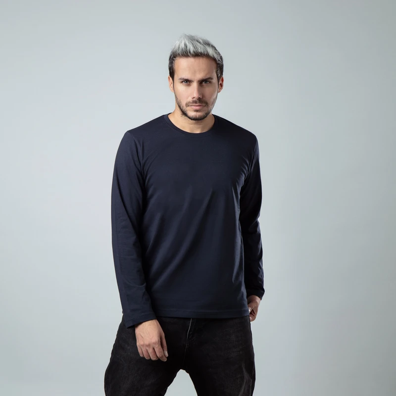 تی شرت آستین بلند مردانه باینت مدل 513-12 رنگ سرمه ای