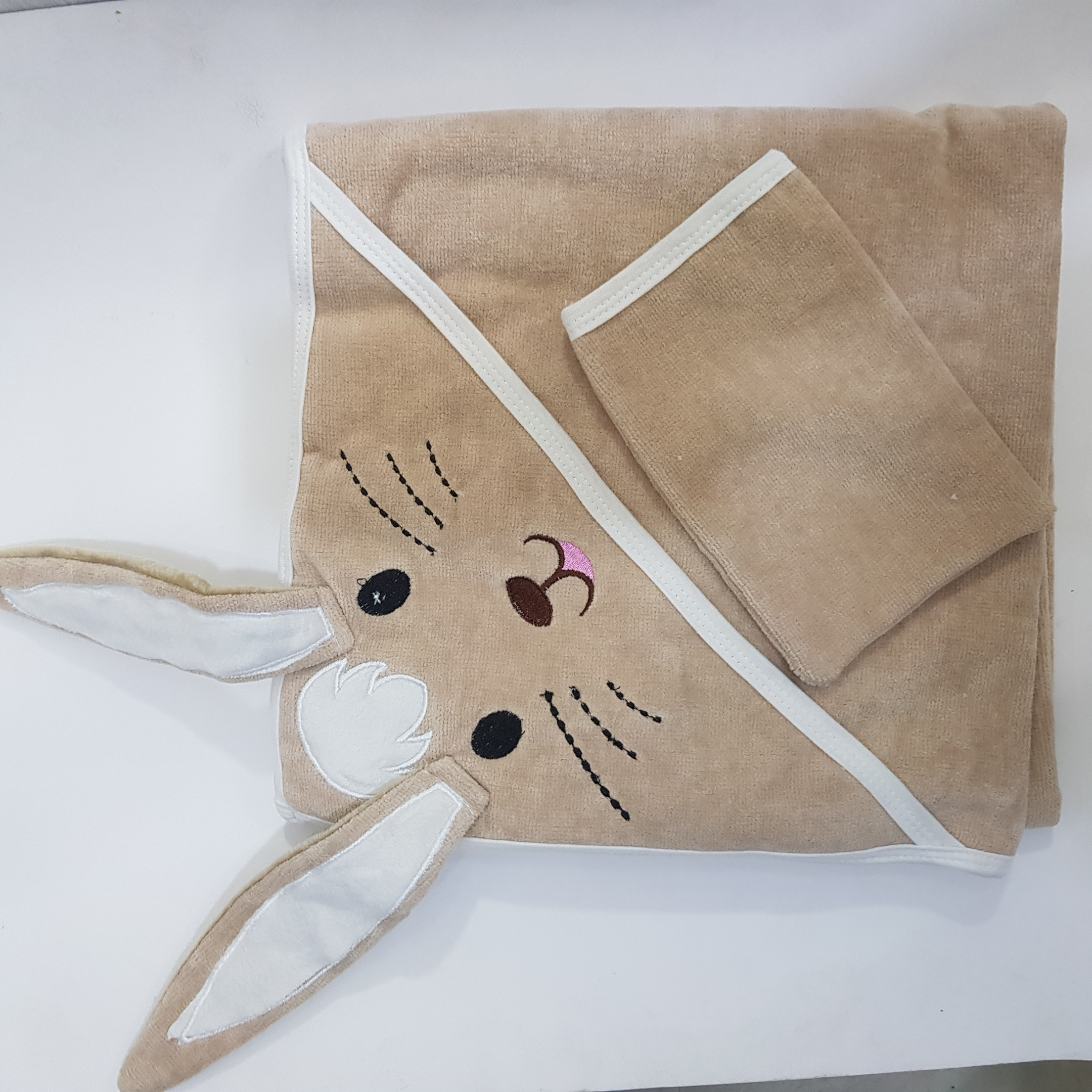 پتو نوزادی مدل دورپیچ کلاهدار سایز 86x93 سانتی متر