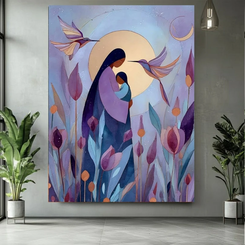 پوستر پارچه ای طرح مخمل آغوش مادرانه مدل ماه کامل کد BK2509