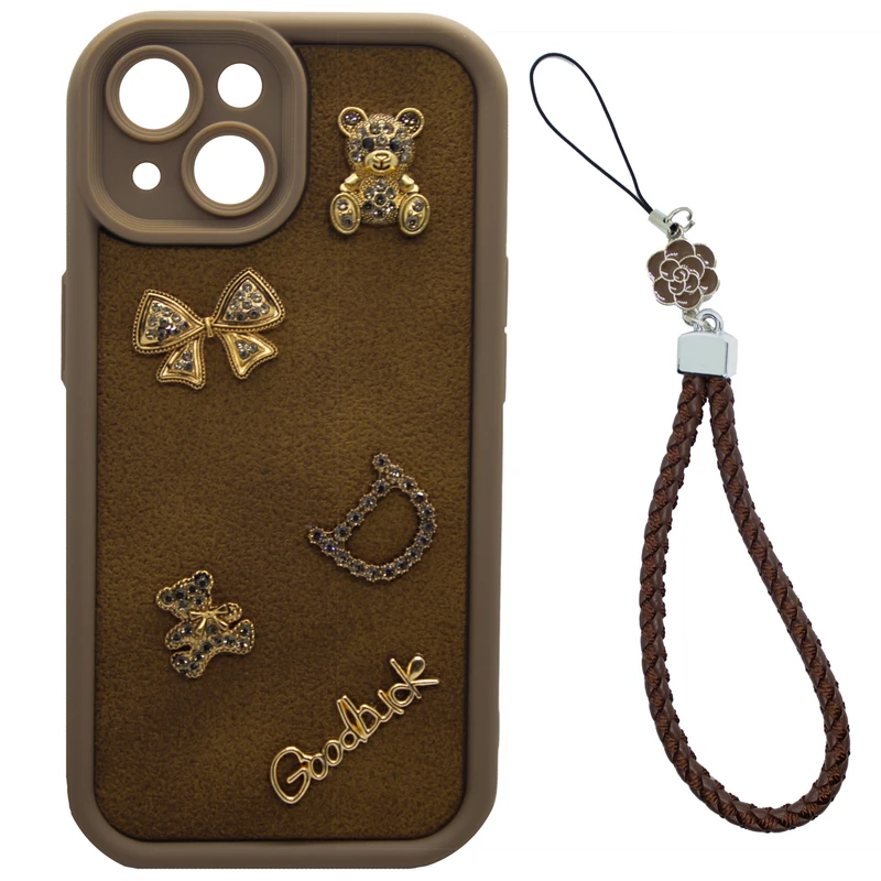 کاور مسیر مدل Diamond Bear مناسب برای گوشی موبایل اپل Iphone 15  به همراه آویز