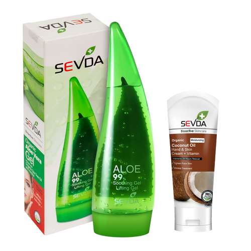 ژل آبرسان سودا مدل لیفتینگ آلوئه ورا حجم 250 میلی لیتر به همراه کرم مرطوب کننده سودا مدل نارگیل و ویتامینه حجم 75 میلی لیتر