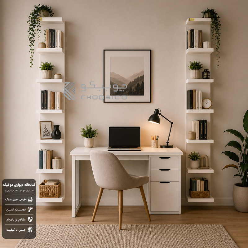 شلف دیواری چوبیکو مدل shelf500 مجموعه 2 عددی