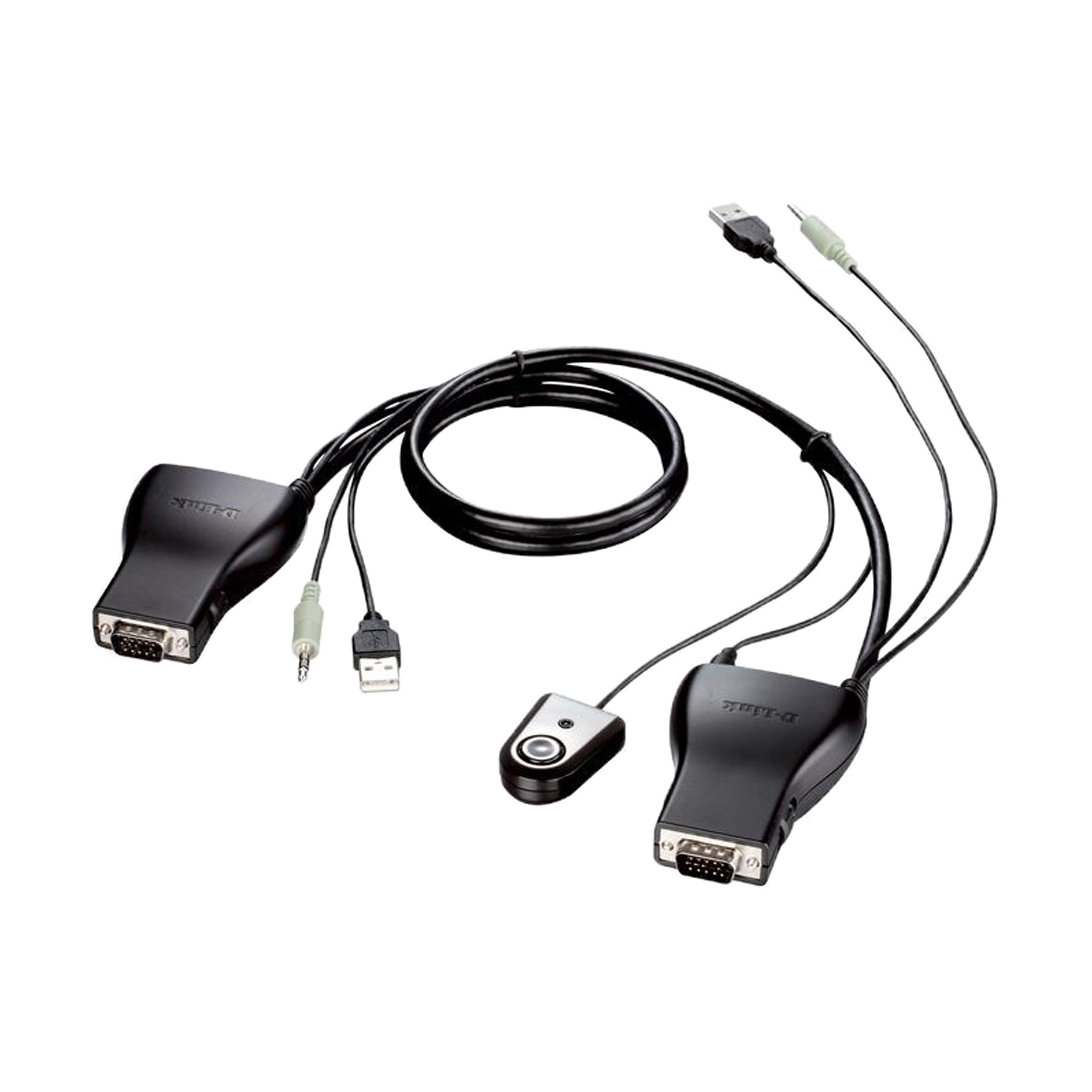 سوییچ 2 پورت USB KVM دی-لینک مدل KVM-222 با جک 3.5 میلی‌متری صدا