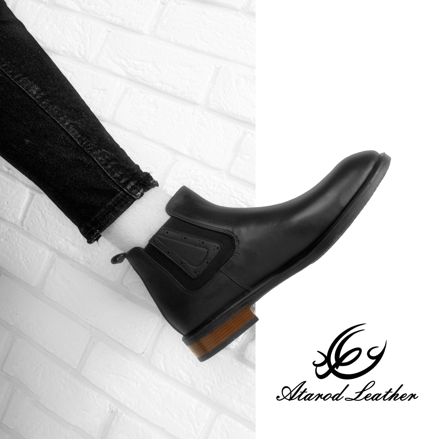 نیم بوت مردانه چرم عطارد مدل چرم طبیعی کد SH17 -  - 20