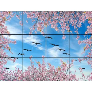 تایل سقفی آسمان مجازی طرح پرواز پرندگان کد 380 سایز 60x60 سانتی متر مجموعه 12 عددی
