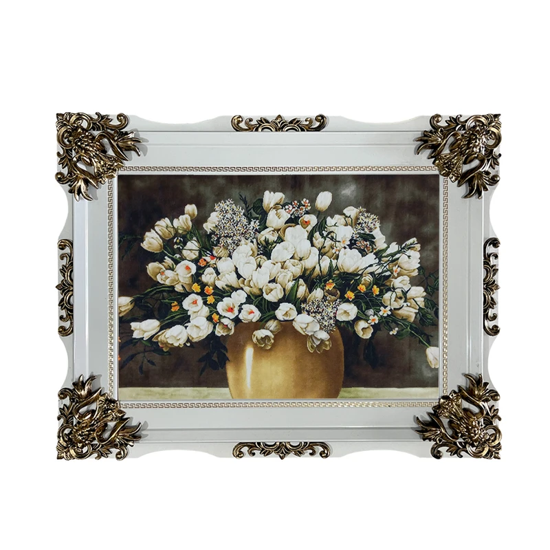 تابلو فرش ماشینی طرح دستبافت مدل گلدان گل کد 8417