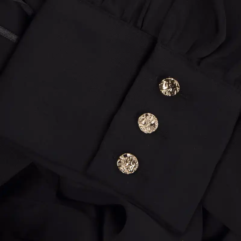 بلوز آستین بلند زنانه جوتی جینز مدل پاپیونی کد 122143 رنگ مشکی