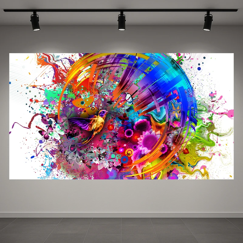 تابلو بوم طرح مخمل طبیعت فانتزی مدل انتزاعی رنگین‌کمان کد AR3060699