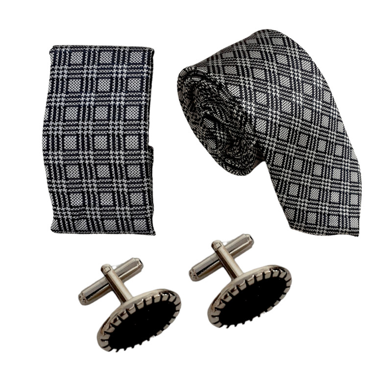ست کراوات و دستمال جیب و دکمه سردست مردانه مدل 02