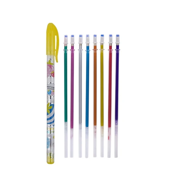 خودکار 1 میلی متری  مدل خوش رنگ  مجموعه 8 عددی