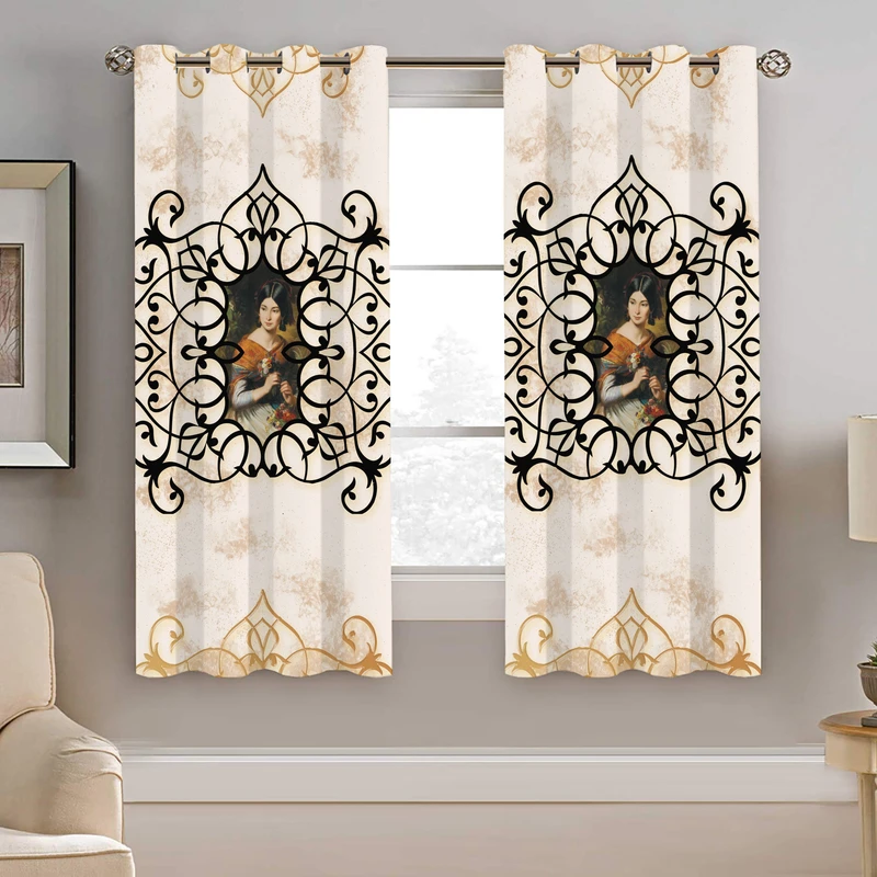 پرده نیروانا طرح قاب عکس مدل هازان کد 8809 سایز 140×200 سانتی متر