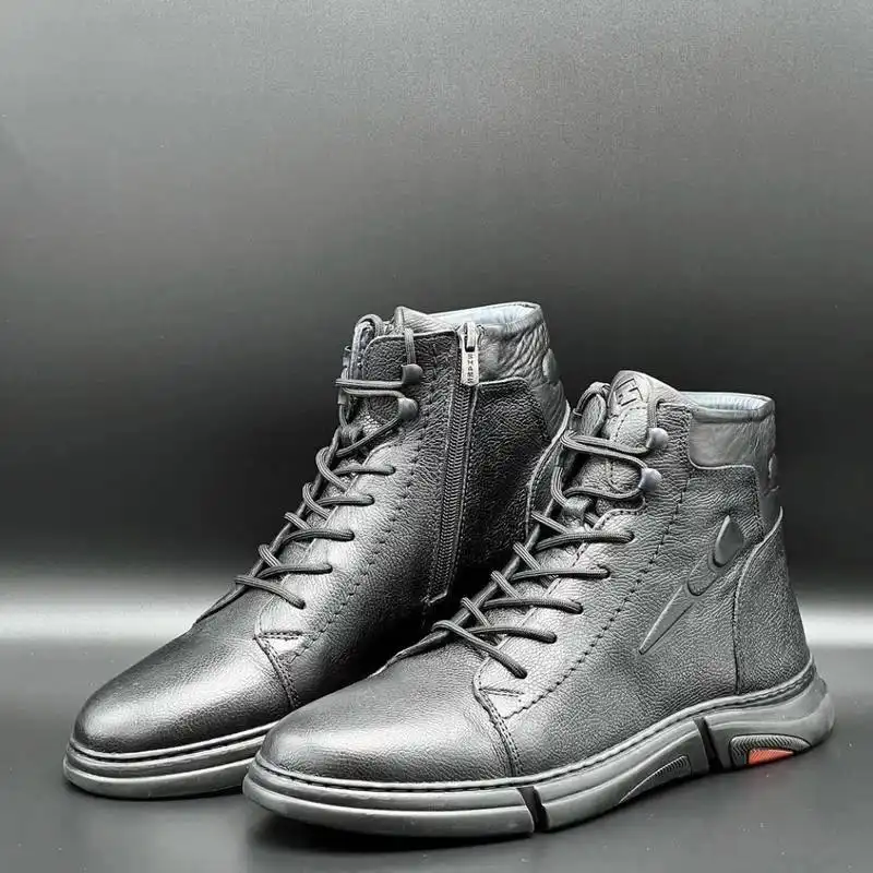 نیم بوت مردانه مدل چرم طبیعی کد sh-0060 رنگ مشکی