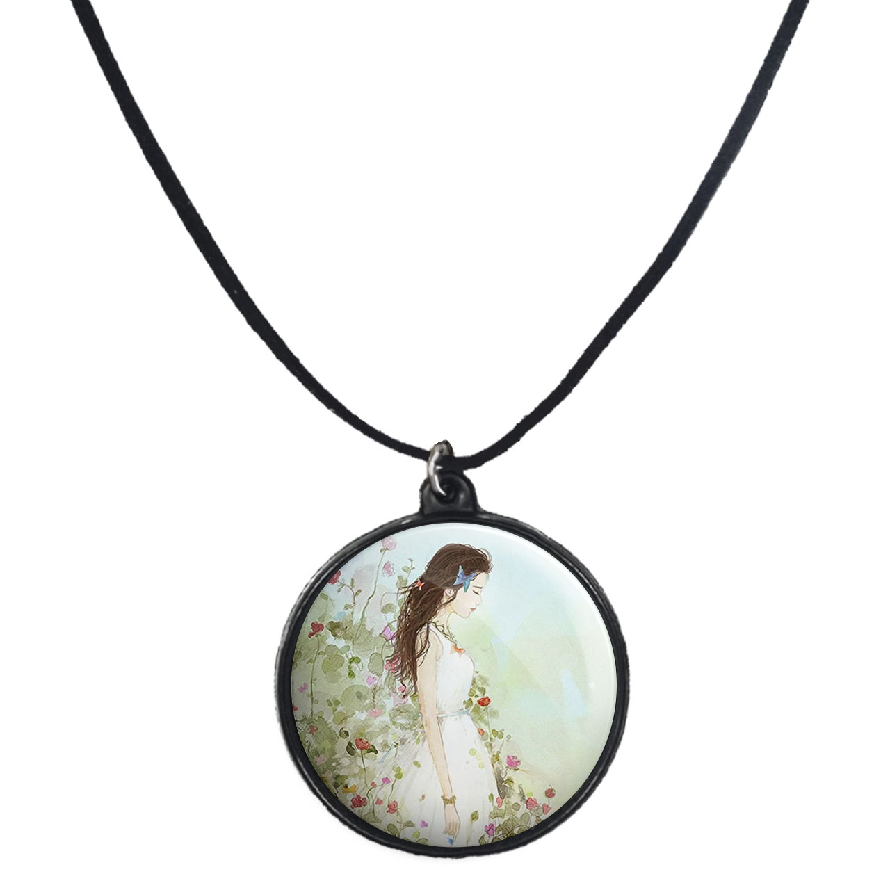 گردنبند پرمانه طرح دخترونه کد pmb.23428 مدل دو طرفه