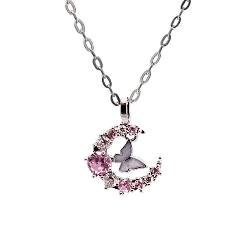 گردنبند زنانه مدل ماه و پروانه جواهری