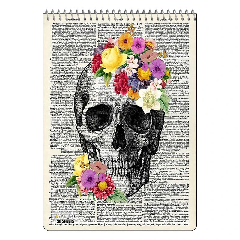 دفتر نقاشی 50 برگ سیمی کارنیکا طرح روزنامه وینتج اسکلت Vintage Newspaper Skeleton کد 30795