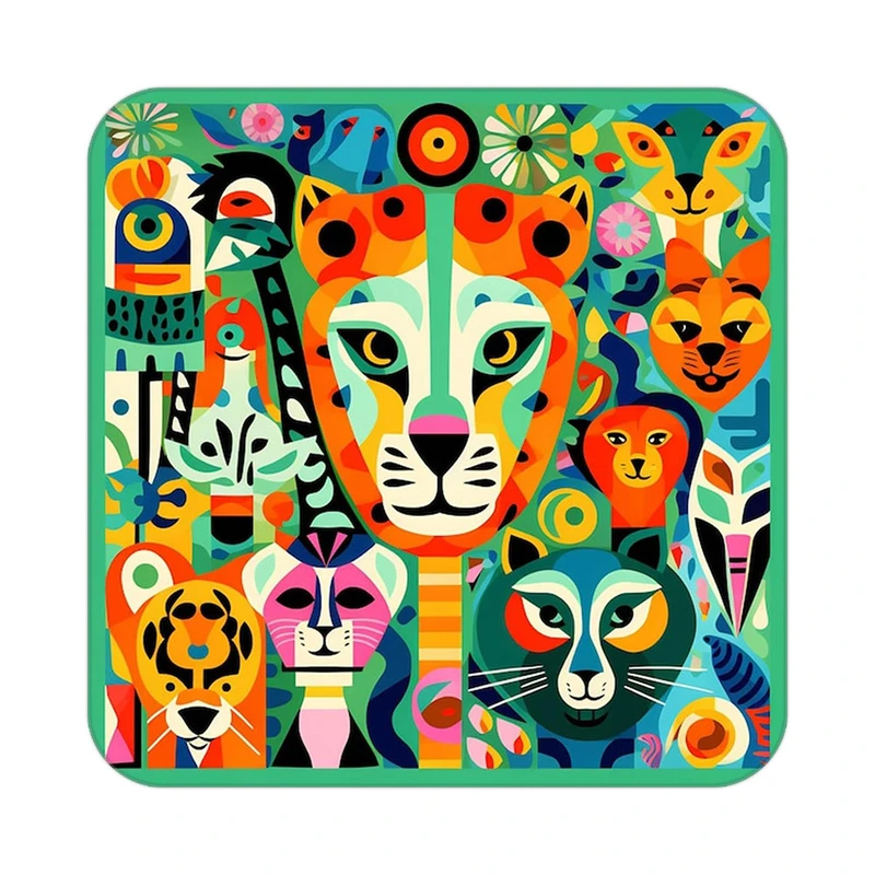 زیر لیوانی کاکتی طرح حیوانات رنگی مدل mp25953