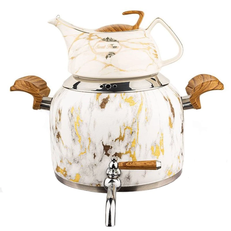 ست کتری و قوری کروپ ست طرح چوب کد 915