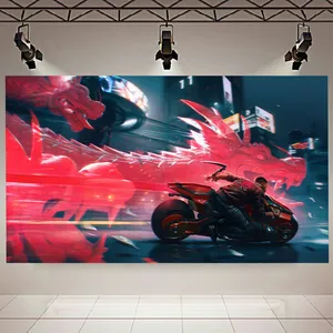 تابلو بوم مدل چرم مخمل طرح موتور CYBERPUNK 2077 کد AR3660