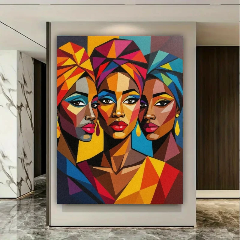 تابلو بوم طرح مخمل نقاشی مدل بانوان آفریقایی کد BK25073