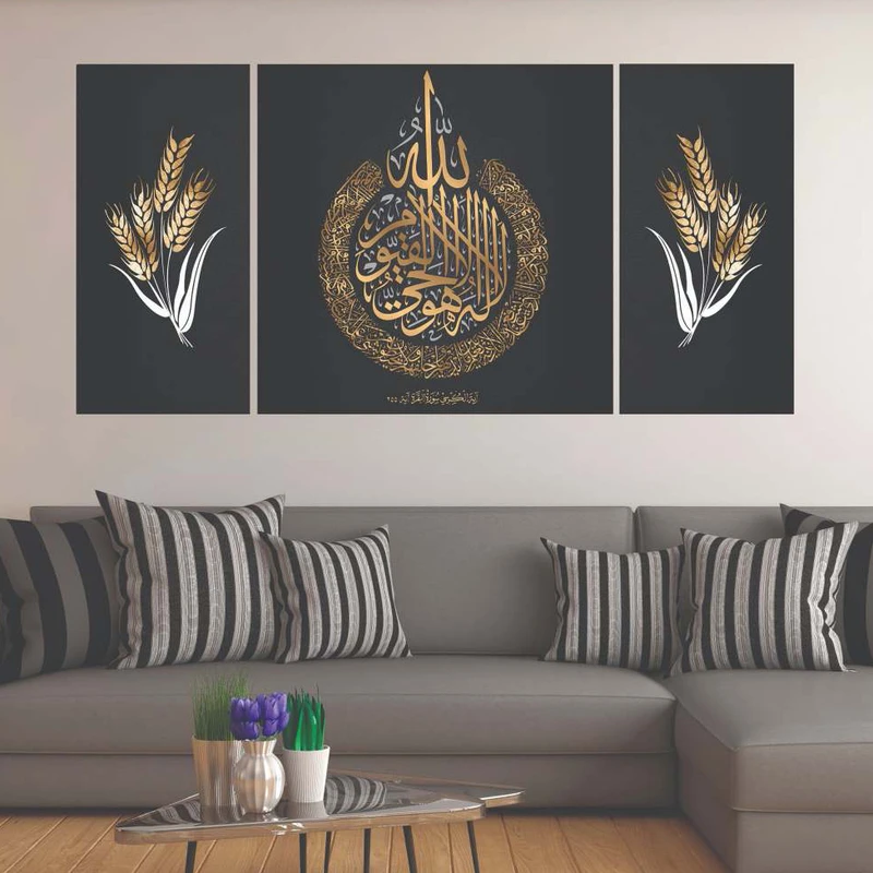 تابلو بکلیت طرح مدرن دیجیتال آرت مدل B-2163 فریم مشکی مجموعه 3 عددی