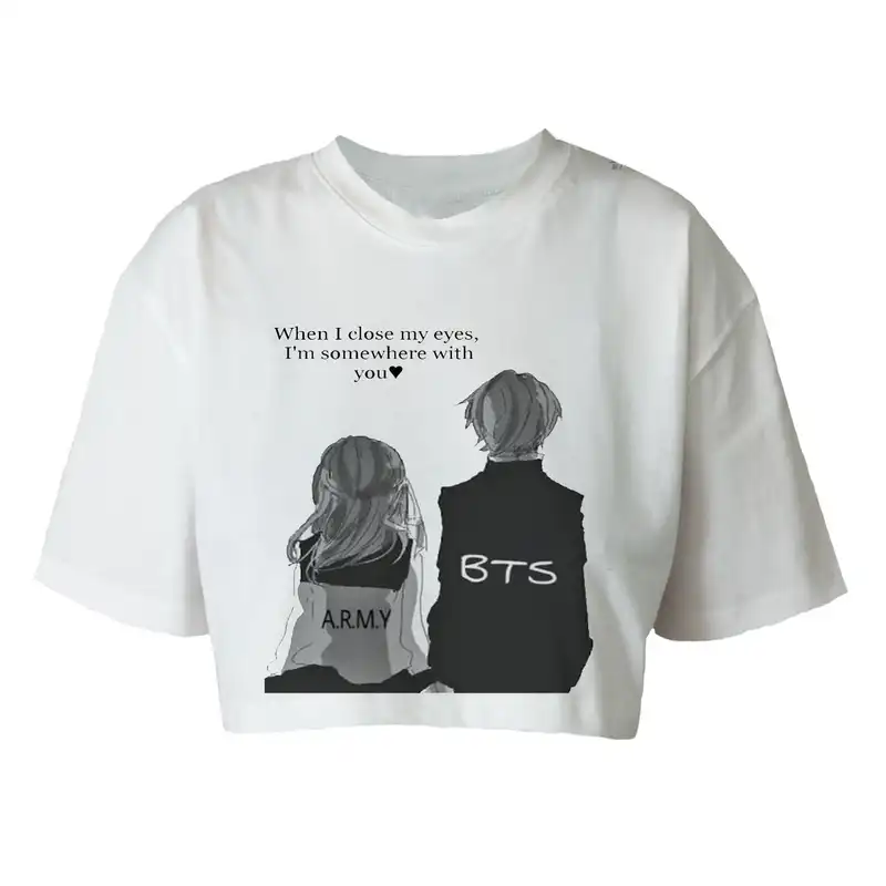 کراپتاپ آستین کوتاه زنانه مدل LOVE کد 237 رنگ سفید