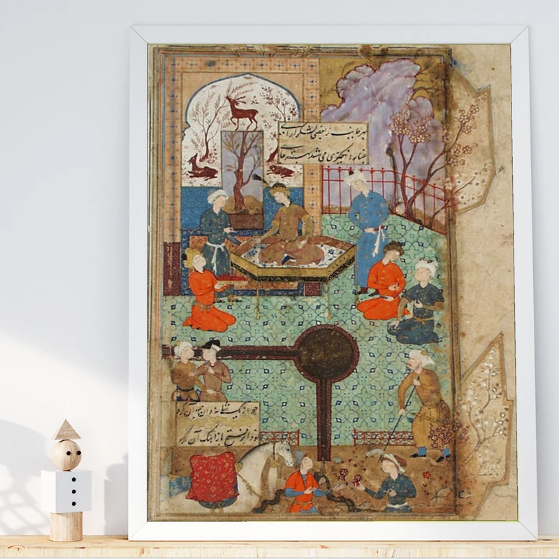 تابلو طرح نگارگری شاهانه مدل G00405 فریم سفید