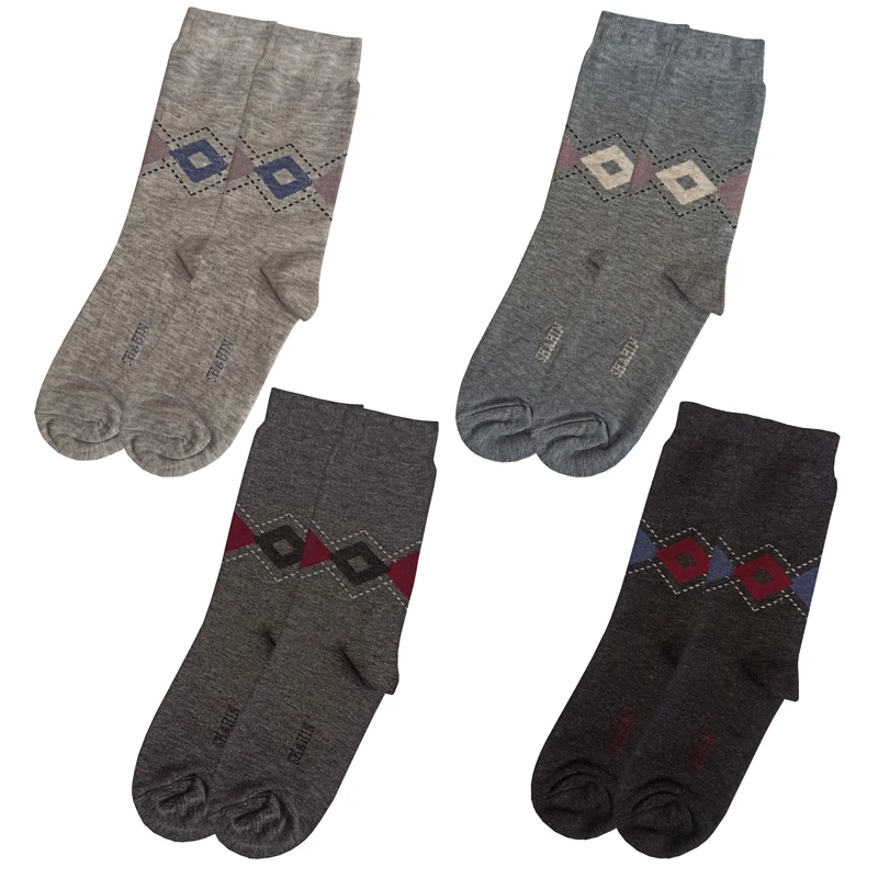 جوراب ساق بلند مردانه مدل مربعی بسته 4 عددی
