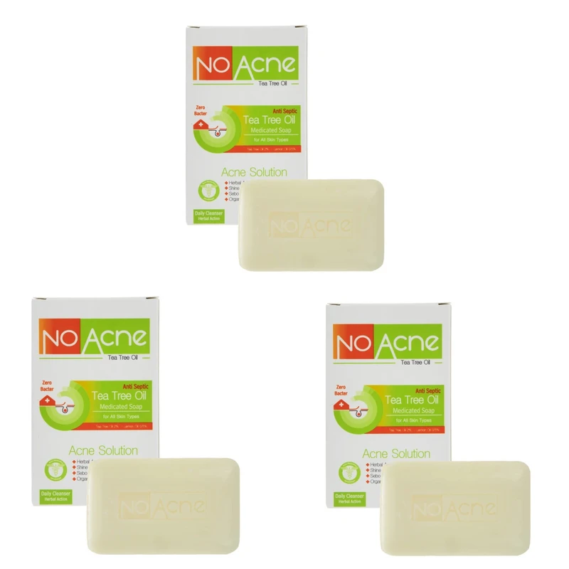 صابون شستشو صورت نو آکنه مدل تی تری اویل مناسب برای پوست چرب و مختلط وزن 100 گرم بسته سه عددی