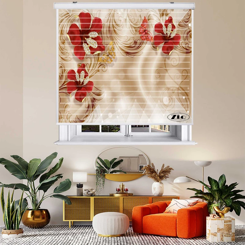 پرده زبرا زیو مدل سیلوئت کد 3D1184 سایز 150x150 سانتی متر