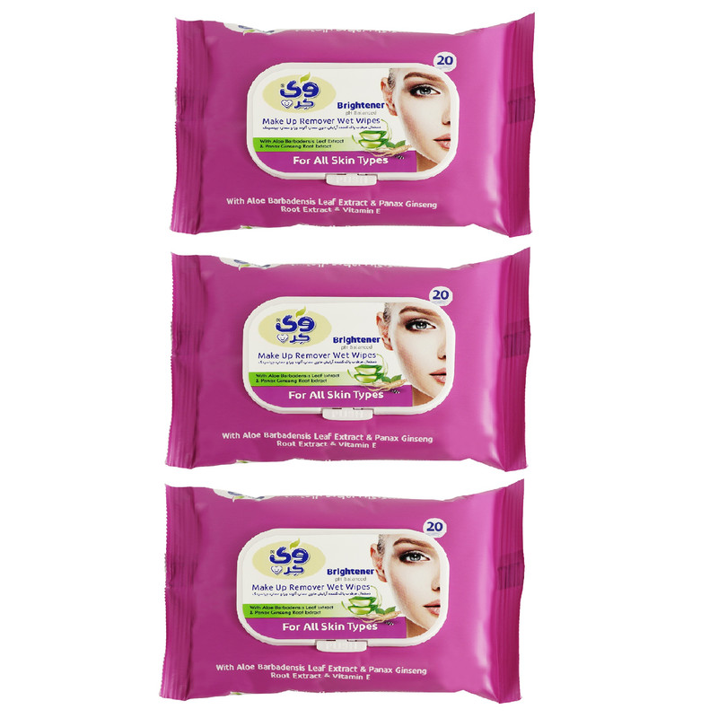 دستمال مرطوب وی کر مدل Ginseng-Aloe Vera سه بسته 20 عددی
