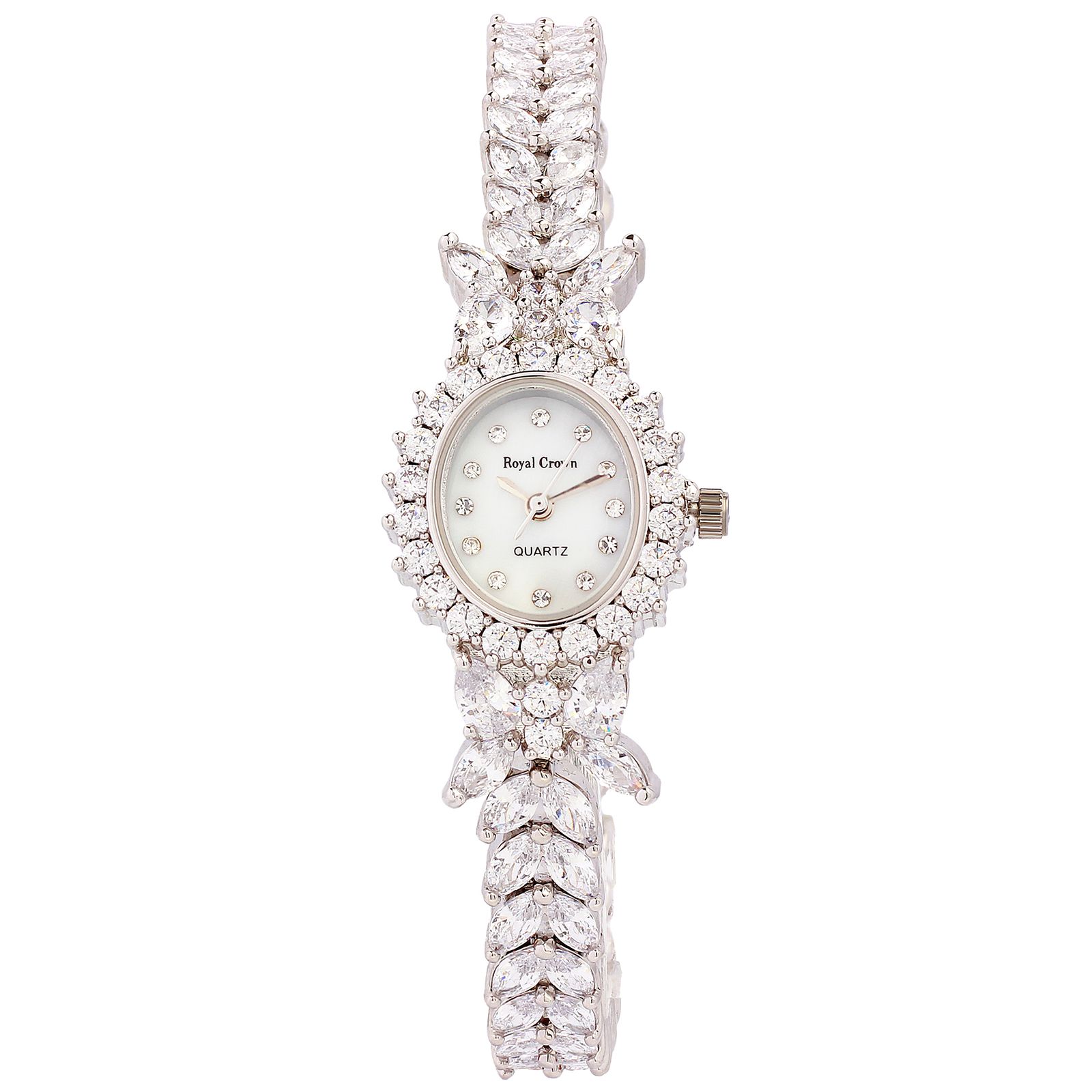 ساعت مچی عقربه ای زنانه رویال کرون مدل سیلور نگین کاری - - 1