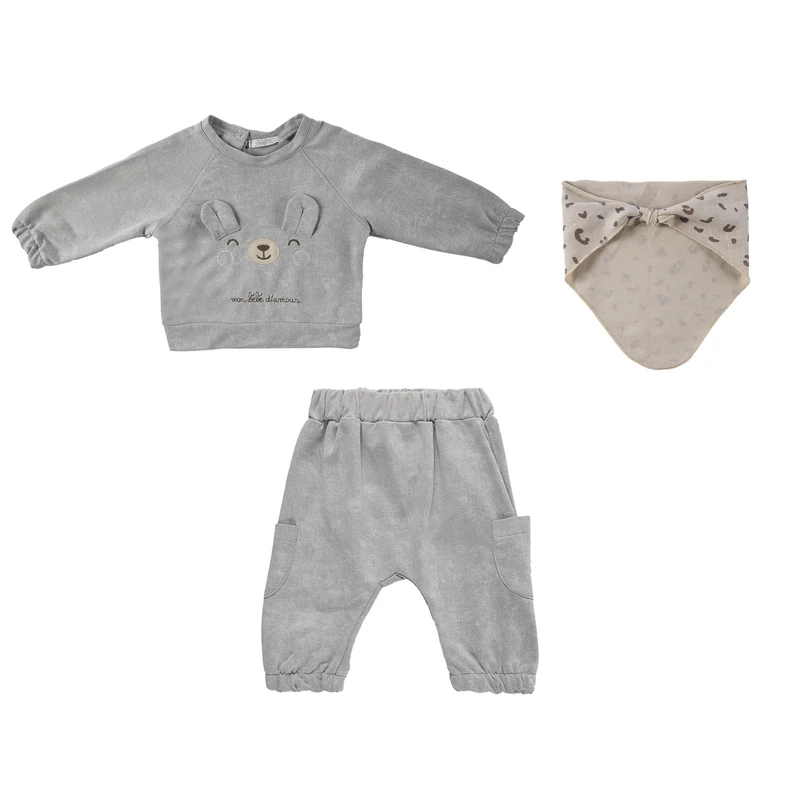 ست 3 تکه لباس راحتی پسرانه فیورلا مدل خرگوش کد 25547