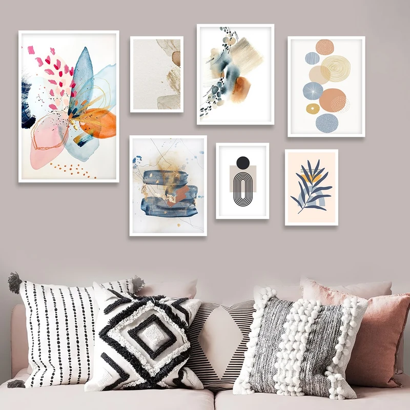 تابلو بکلیت طرح نقاشی مدرن مدل شاین اکلیلی W-990 مجموعه 7 عددی