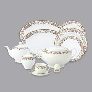 سرویس چینی 102 پارچه کامل غذا خوری چینی زرین ایران سری ایتالیا اف مدل گلستان درجه عالی